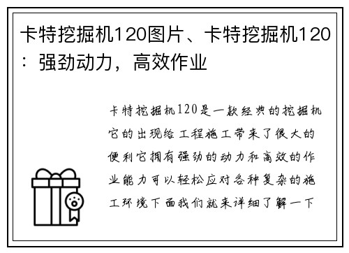 卡特挖掘机120图片、卡特挖掘机120:强劲动力,高效作业 卡特挖掘机120图片、卡特挖掘机120:强劲动力,高效作业