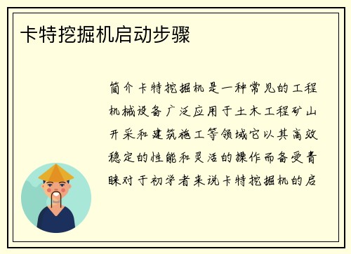 卡特挖掘机启动步骤 卡特挖掘机启动步骤